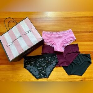 Victoria's Secret PINK Panties Set - Pink, 2 Black, and Maroon NWOT